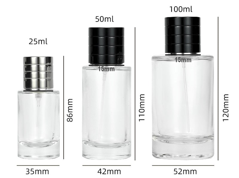 botella de perfume en aerosol transparente de lujo de 50 ml y 100 ml